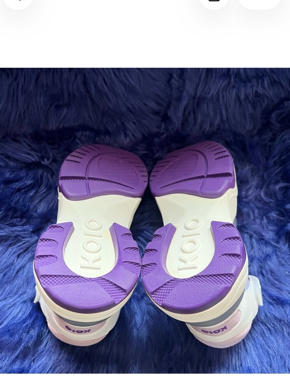 New! KOIO Aerobics Pearl Leather High Top Chunky Sneakers White Purple - Picture 12 of 13